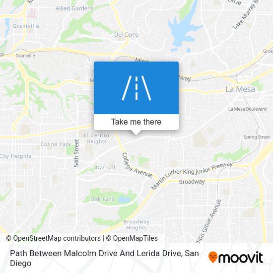 Mapa de Path Between Malcolm Drive And Lerida Drive