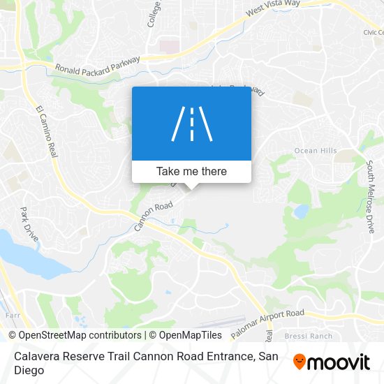 Calavera Reserve Trail Cannon Road Entrance map