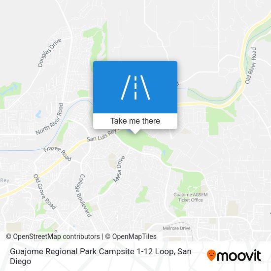 Guajome Regional Park Campsite 1-12 Loop map