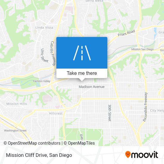 Mission Cliff Drive map