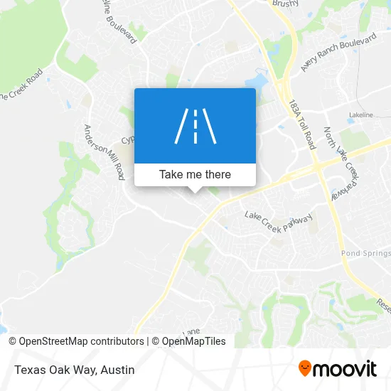 Texas Oak Way map