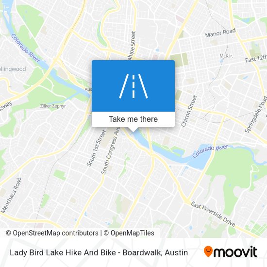Mapa de Lady Bird Lake Hike And Bike - Boardwalk