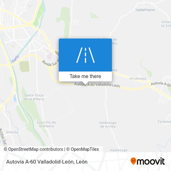 Autovía A-60 Valladolid-León map