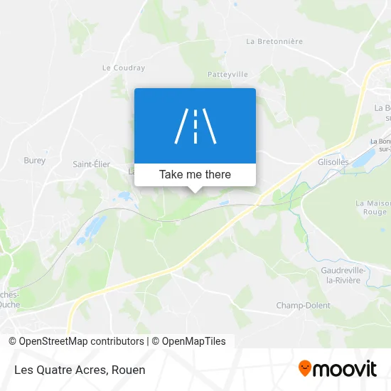 Les Quatre Acres map