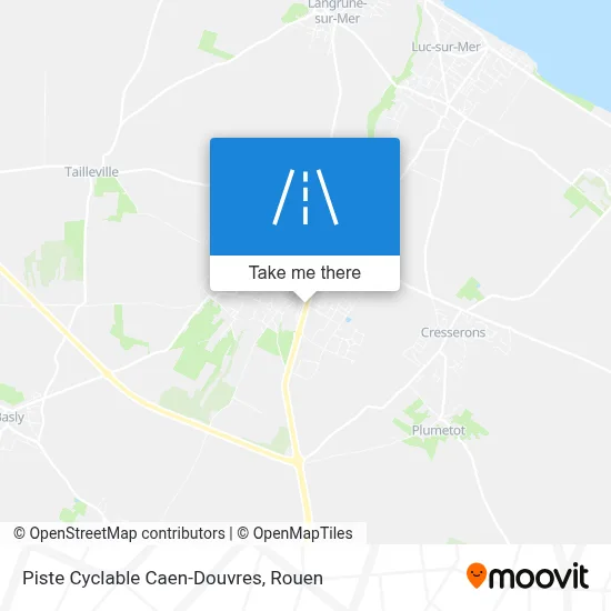 Piste Cyclable Caen-Douvres map