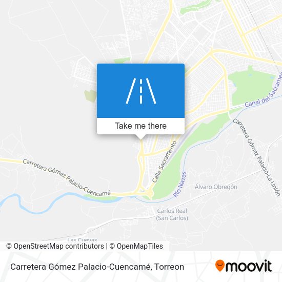 Mapa de Carretera Gómez Palacio-Cuencamé