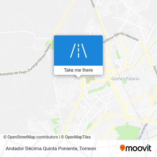 Andador Décima Quinta Poniente map