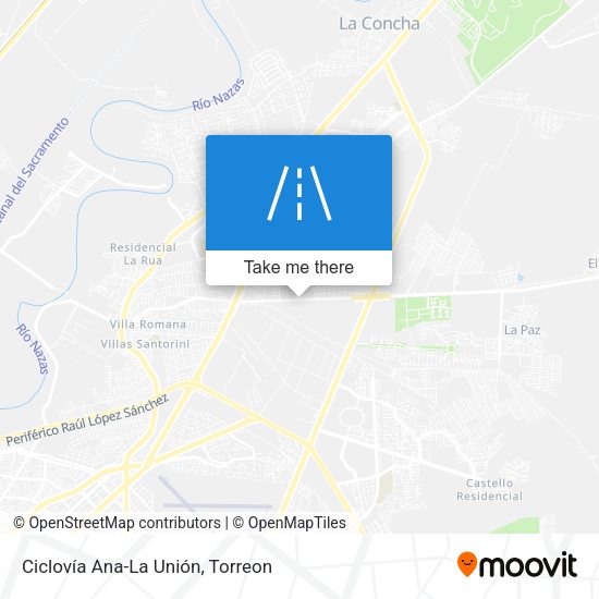 Mapa de Ciclovía Ana-La Unión