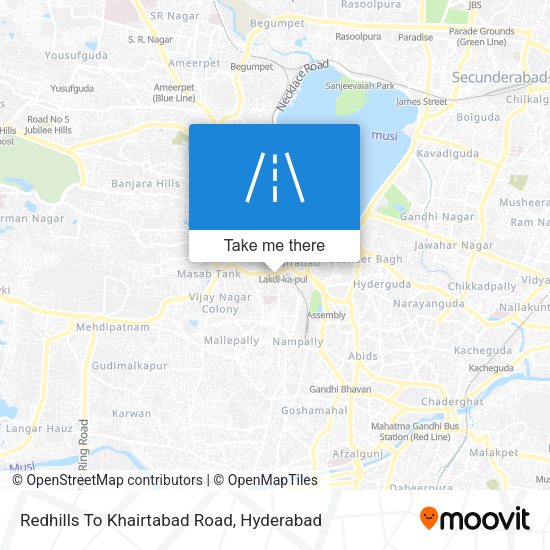 Redhills To Khairtabad Road map