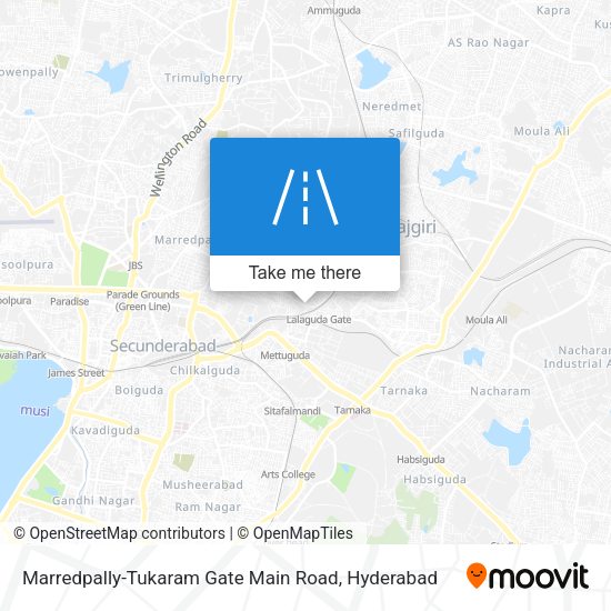 Marredpally-Tukaram Gate Main Road map