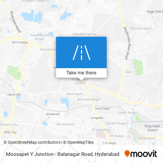 Moosapet Y Junction - Balanagar Road map