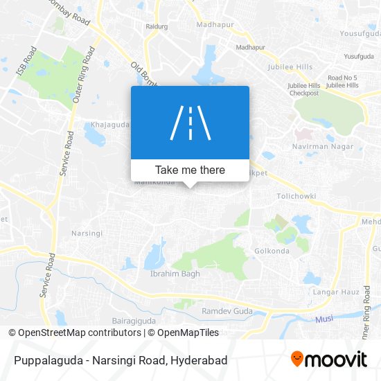 Puppalaguda - Narsingi Road map