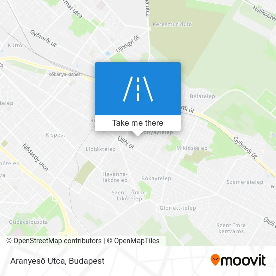 Aranyeső Utca map