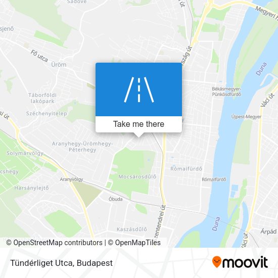 Tündérliget Utca map