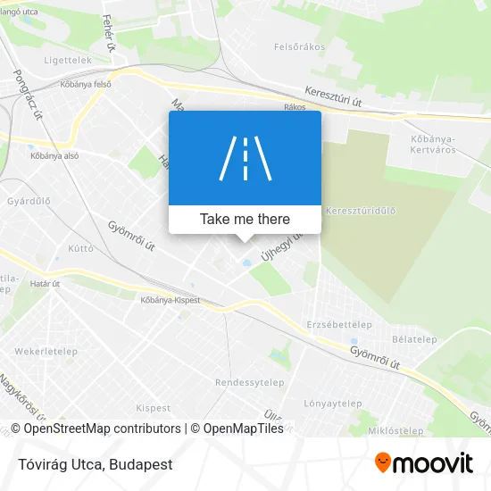 Tóvirág Utca map