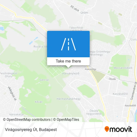 Virágosnyereg Út map