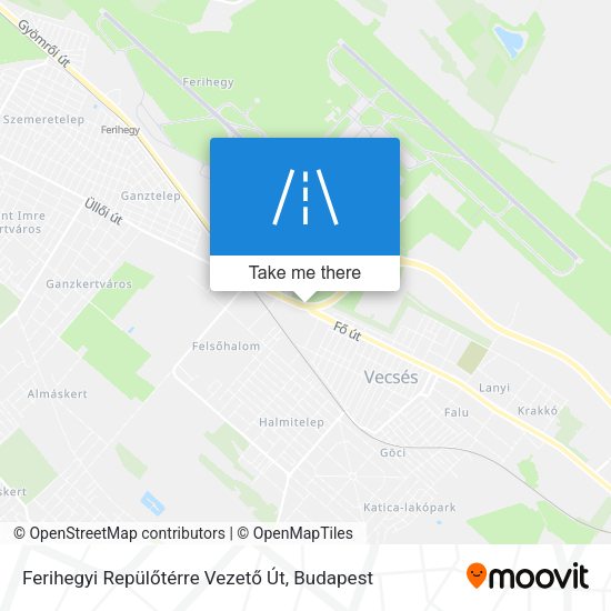 Ferihegyi Repülőtérre Vezető Út map