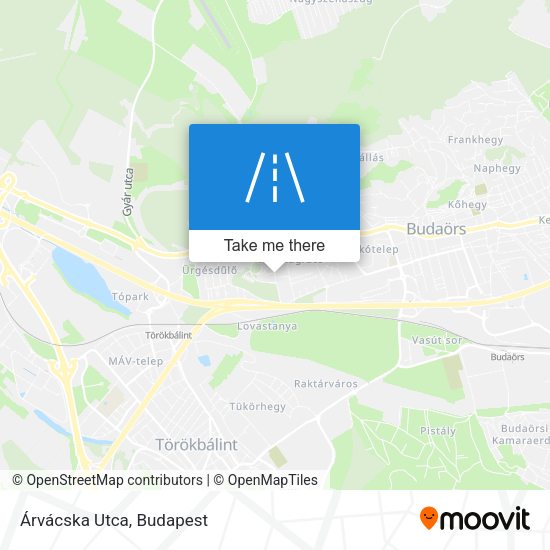Árvácska Utca map