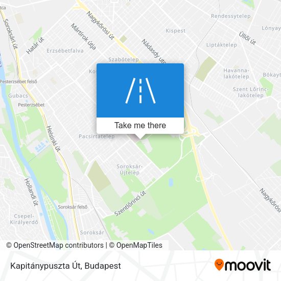 Kapitánypuszta Út map
