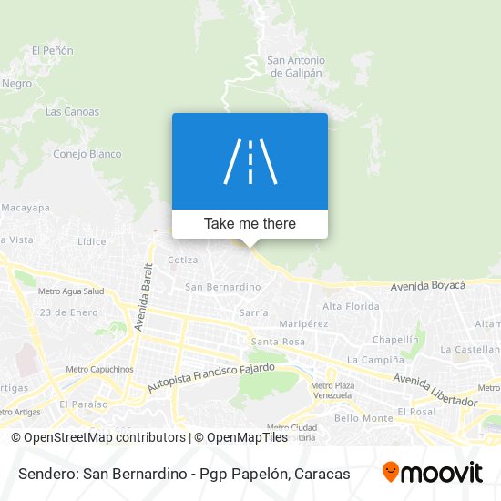 Mapa de Sendero: San Bernardino - Pgp Papelón