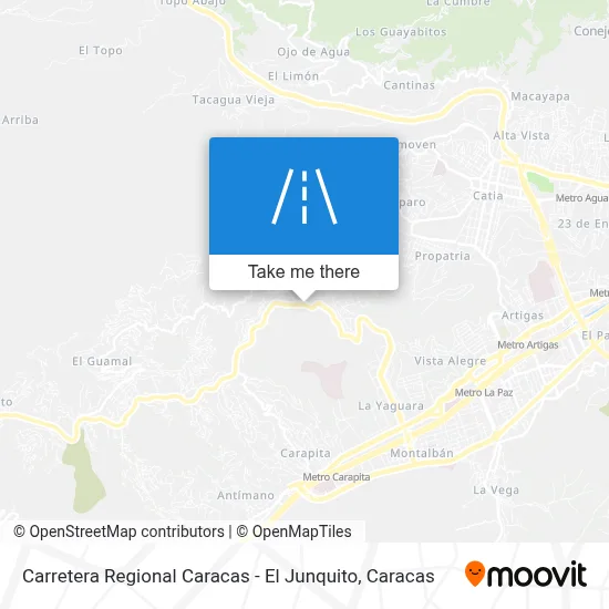 Mapa de Carretera Regional Caracas - El Junquito