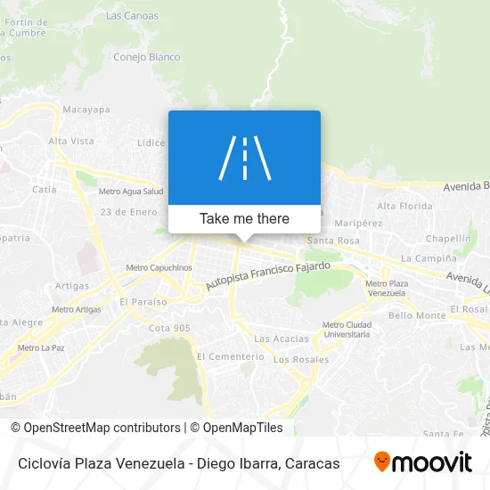 Ciclovía Plaza Venezuela - Diego Ibarra map