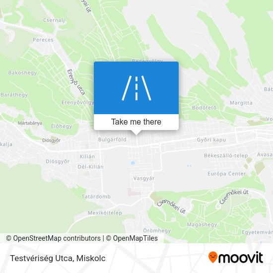 Testvériség Utca map