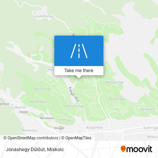 Jónáshegy Dűlőút map