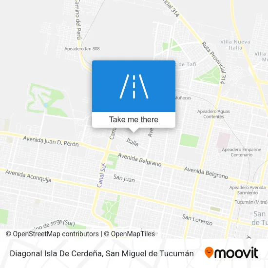 Mapa de Diagonal Isla De Cerdeña