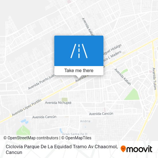 Ciclovía Parque De La Equidad Tramo Av Chaacmol map