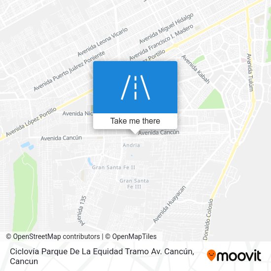 Mapa de Ciclovía Parque De La Equidad Tramo Av. Cancún