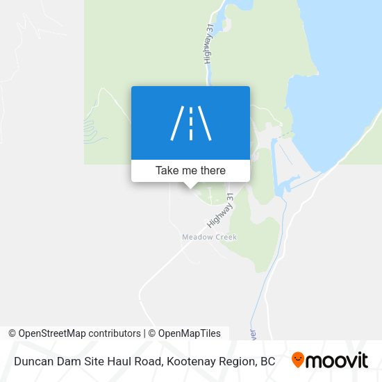 Duncan Dam Site Haul Road map