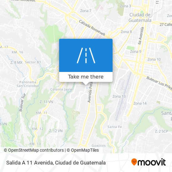 Salida A 11 Avenida map