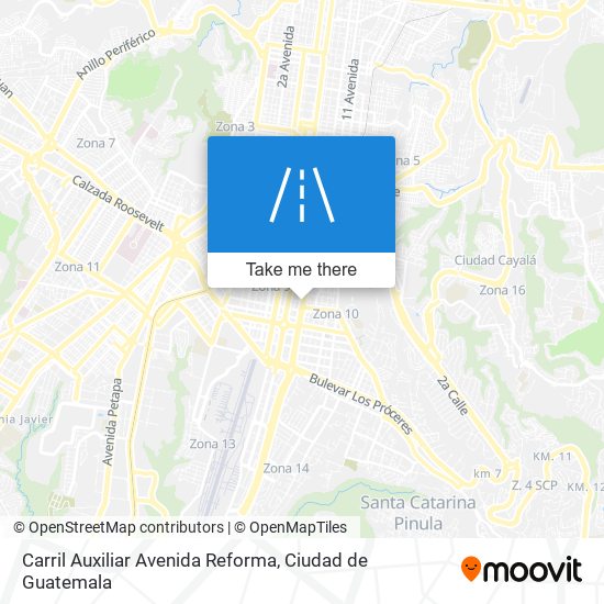 Mapa de Carril Auxiliar Avenida Reforma