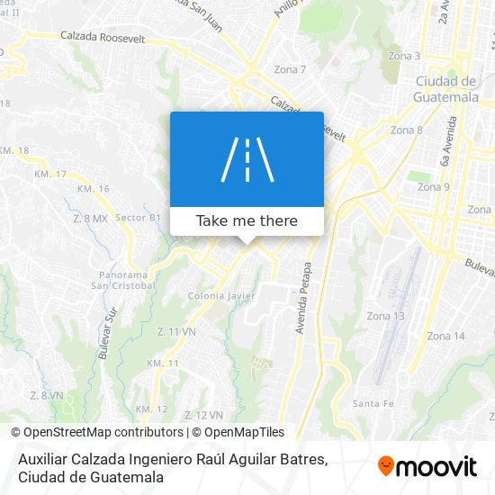 Auxiliar Calzada Ingeniero Raúl Aguilar Batres map