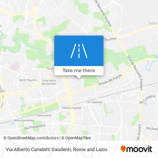Via Alberto Canaletti Gaudenti map