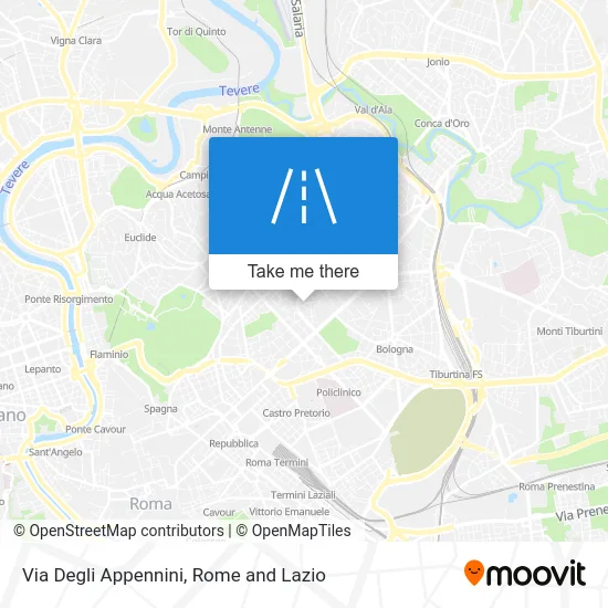 Via Degli Appennini map