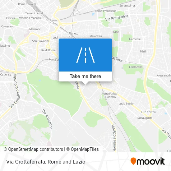 Via Grottaferrata map