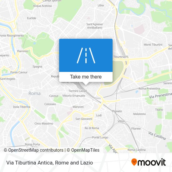 Via Tiburtina Antica map