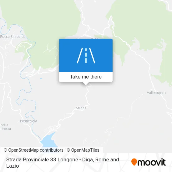 Provincial Road 33 Longone - Dam map