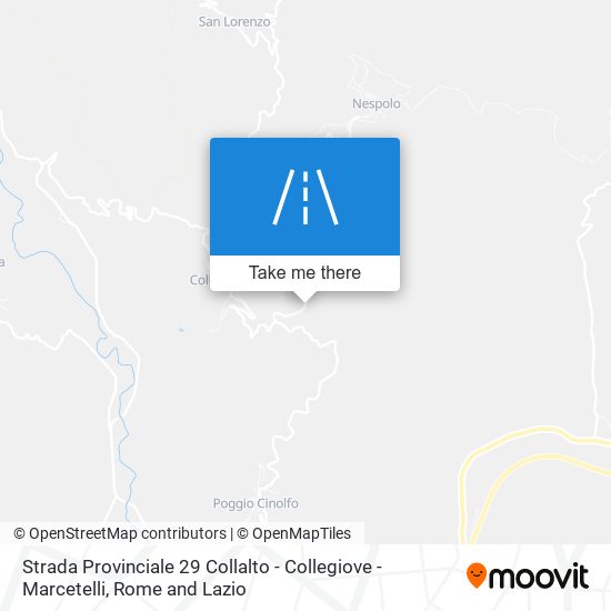 Strada Provinciale 29 Collalto - Collegiove - Marcetelli map