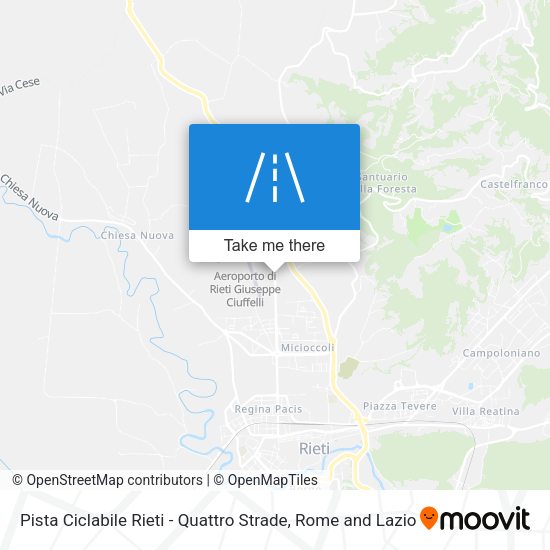 Pista Ciclabile Rieti - Quattro Strade map