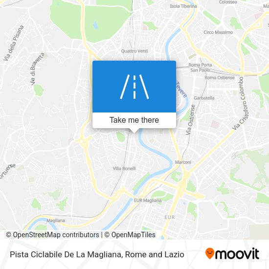 Pista Ciclabile De La Magliana map