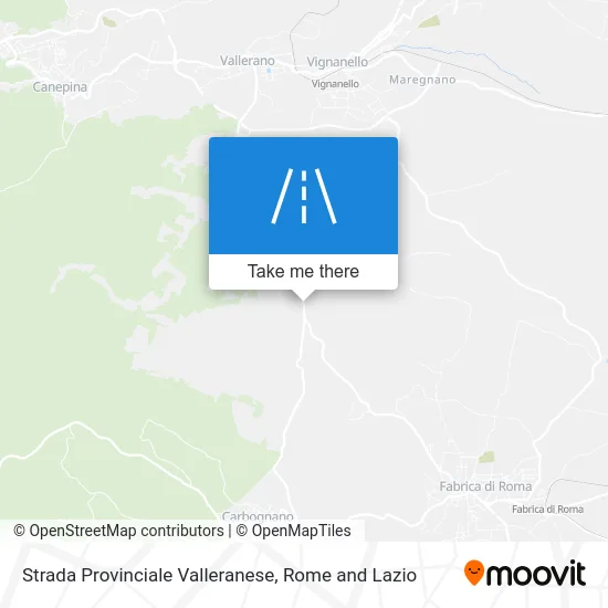 Valleranese Provincial Road map