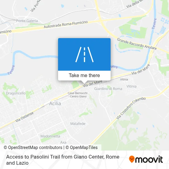Access to Pasolini Trail from Giano Center map