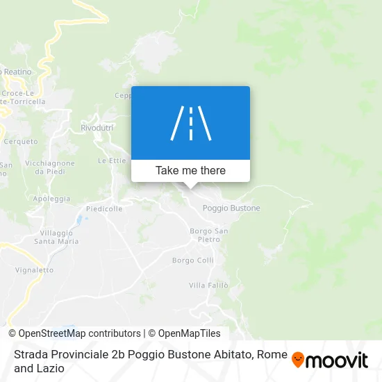 Provincial Road 2b Poggio Bustone Inhabited map