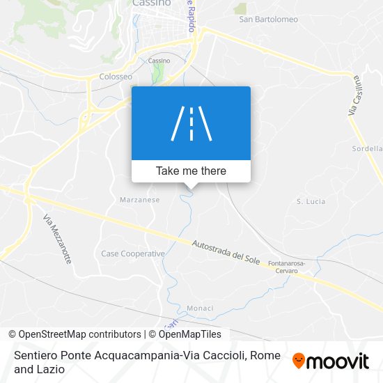 Sentiero Ponte Acquacampania-Via Caccioli map