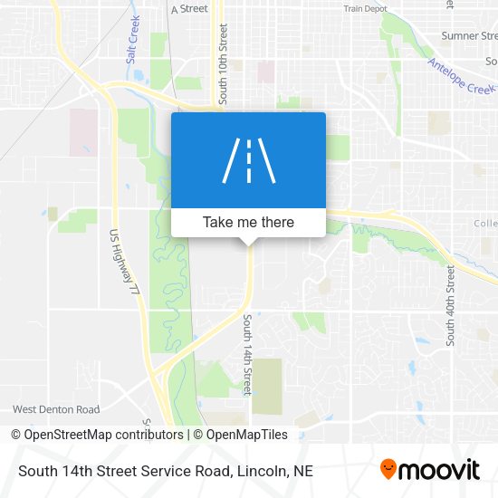 South 14th Street Service Road map