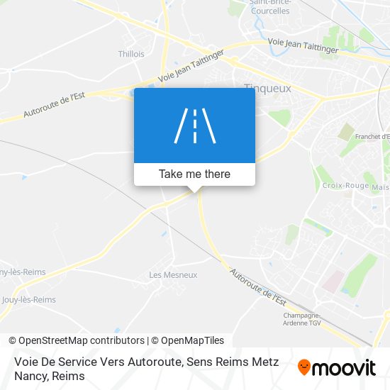 Mapa Voie De Service Vers Autoroute, Sens Reims Metz Nancy