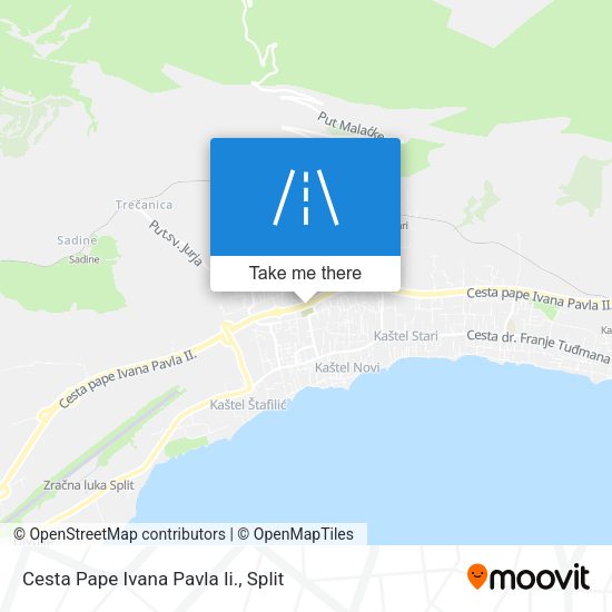 Cesta Pape Ivana Pavla Ii. map